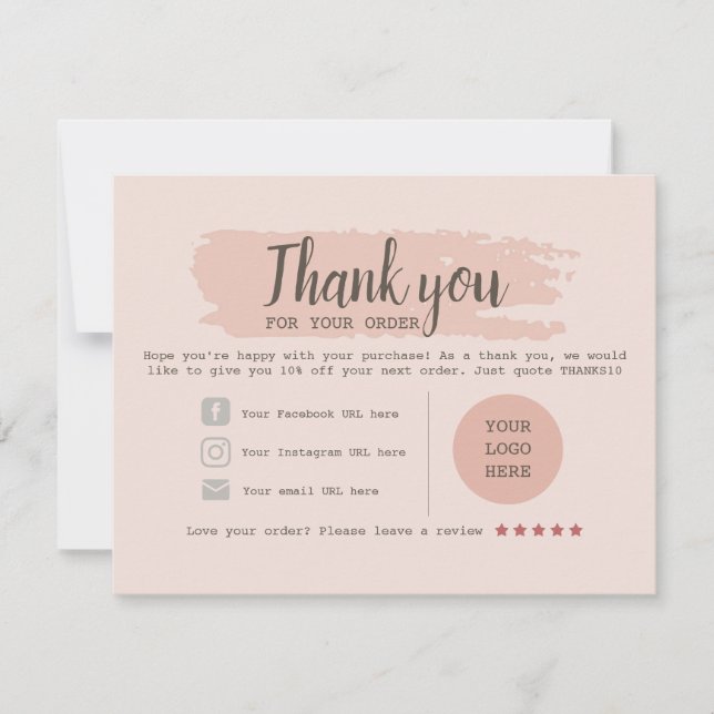 Editable Thank You Card For Small Business (Front)