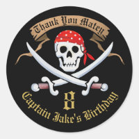 Editable Thank You Favour Jolly Roger Pirate