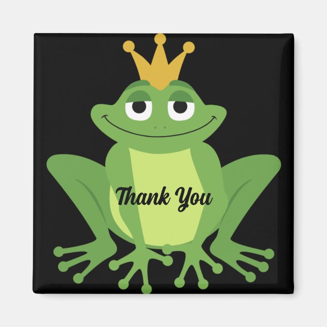 Editable Thank You - Frog wearing a Crown Magnet (Front)