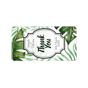 Editable Thank You Green Tropical Party Favour Label