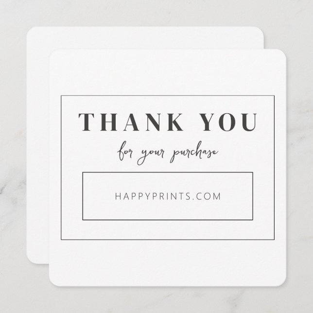 Editable Thanks For Your Purchase Business  Thank You Card (Front/Back)