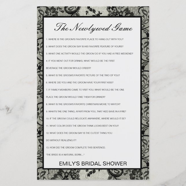 Editable The Newlywed Game, Who Knows Couple (Front)