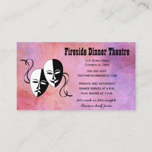 Editable Theater Masks Dinner Theater Business Card