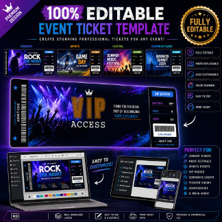 Editable Ticket invitation |Concert, Event & Sport