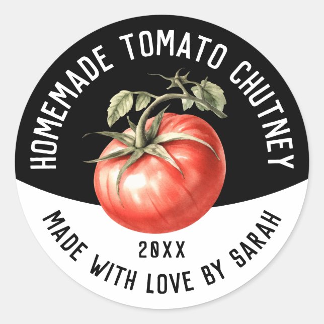 Editable Tomato Chutney Homemade Preserve Classic Round Sticker (Front)
