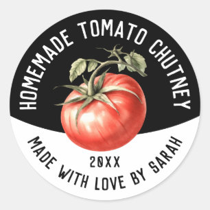 Editable Tomato Chutney Homemade Preserve Classic Round Sticker