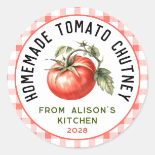 Editable Tomato Chutney label watercolour tomato