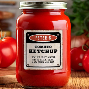 Editable tomato ketchup with vintage rusty sign square sticker