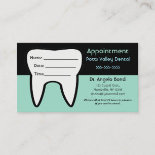 Editable Tooth Dental Appointment Business Card