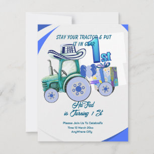 Editable Tractor Birthday invitation, Green Tracto Invitation