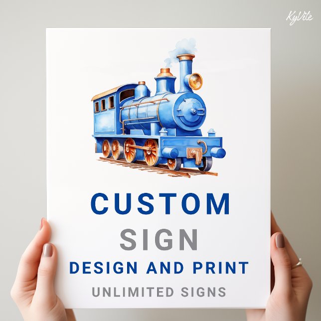 Editable Train Birthday Custom Sign Board (Creator Uploaded)