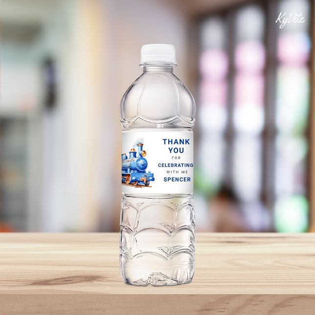 Editable Train Water Bottle Sign Birthday Label (Creator Uploaded)