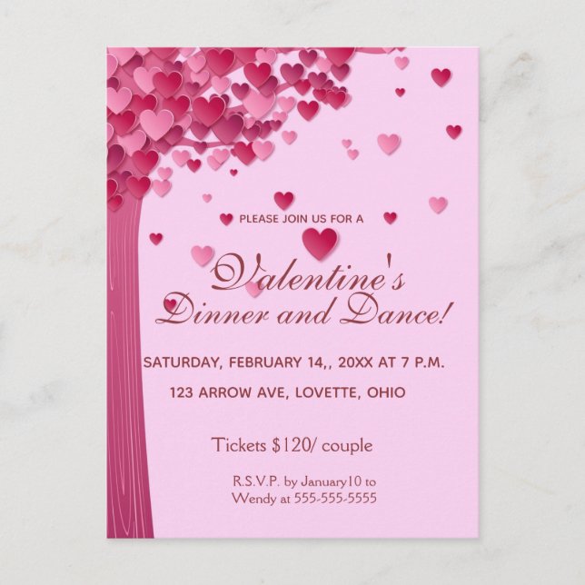Editable Tree of Hearts Invitation (Front)