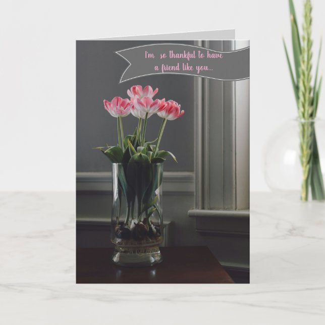 Editable Tulips in a Glass Vase Card (Front)