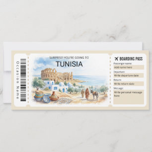 Editable Tunisia Plane Boarding Pass Ticket Invitation