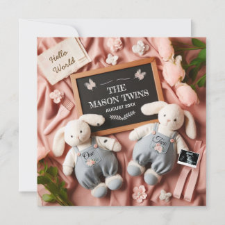 Editable Twin Pregnancy  Announcement