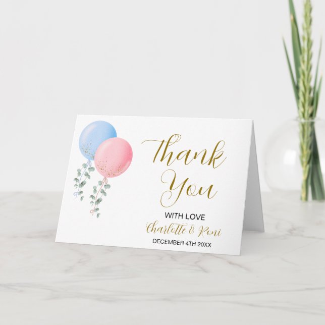 Editable Twins Baby Shower Thank You Card (Front)