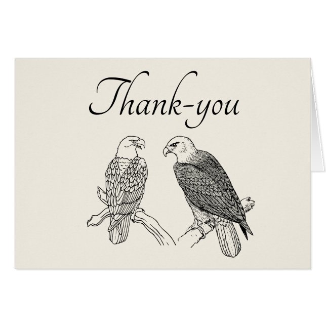 Editable Two Eagles on Branches Thank You Card (Front Horizontal)
