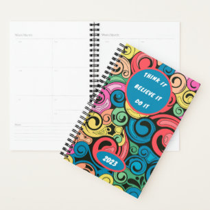 Editable, Undated Planner, Colourful Art, 2023 Planner