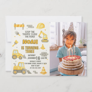 Editable Under Construction Birthday Invite