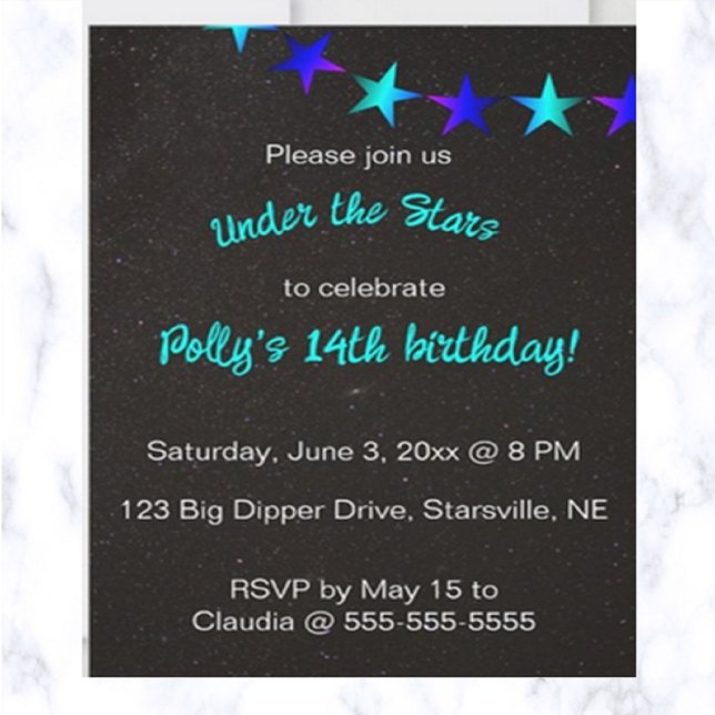 Editable Under the Stars Birthday  Invitation (Creator Uploaded)