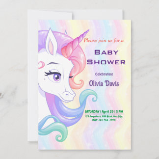 Editable Unicorn Baby Shower Invitation