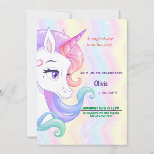 Editable Unicorn Birthday Invitation