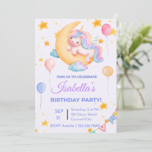 Editable Unicorn Birthday Invitation for Girl