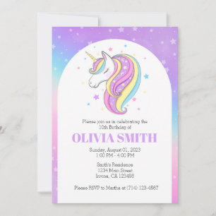 Editable Unicorn Birthday Invitation Template