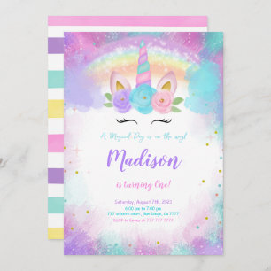 Editable Unicorn Birthday Party Invitation
