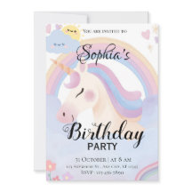 Editable Unicorn Birthday Party Invitation