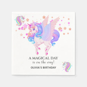 Editable Unicorn Birthday Party Napkin