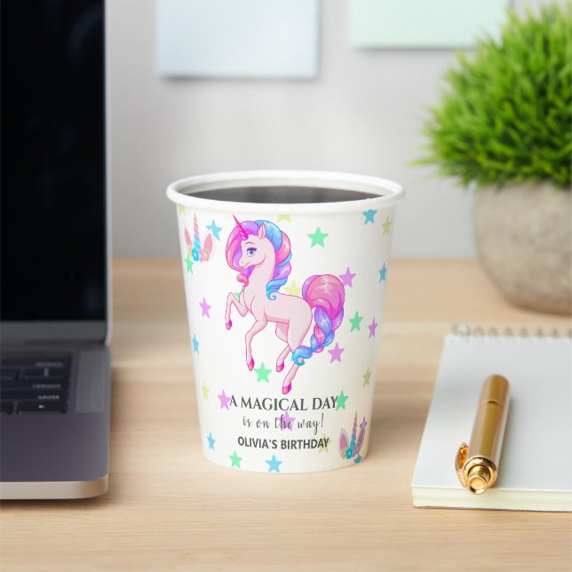 Editable Unicorn Birthday Party Paper Cups (Insitu)