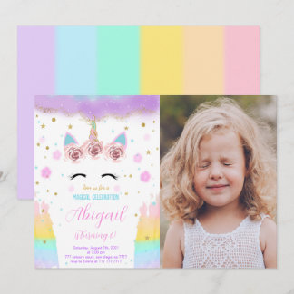 Editable Unicorn Photo Invitation
