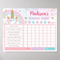 Editable Unicorn Rainbow Reward Chore Chart