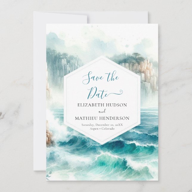 Editable Unique Nautical Wedding Save The Date (Front)