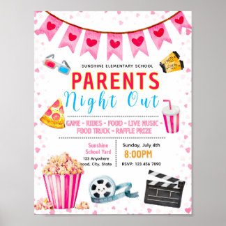 Editable valentine parent night out flyer poster