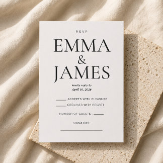 Editable Vertical Typography Luxury RSVP Card