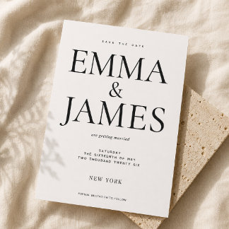 Editable Vertical Typography Luxury Save The Date Invitation