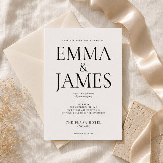 Editable Vertical Typography Luxury Wedding Invitation