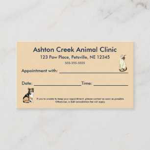 Editable Veterinarian Clinic Appointment Card