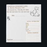 Editable Veterinary Prescription Notepad<br><div class="desc">This editable veterinary prescription notepad features an illustration of a cat and dog at the top right hand corner. Below it, are the details of the animal and owner along with a medical diagnosis. At the top left are the details of the clinic and veterinarian and below that is a...</div>