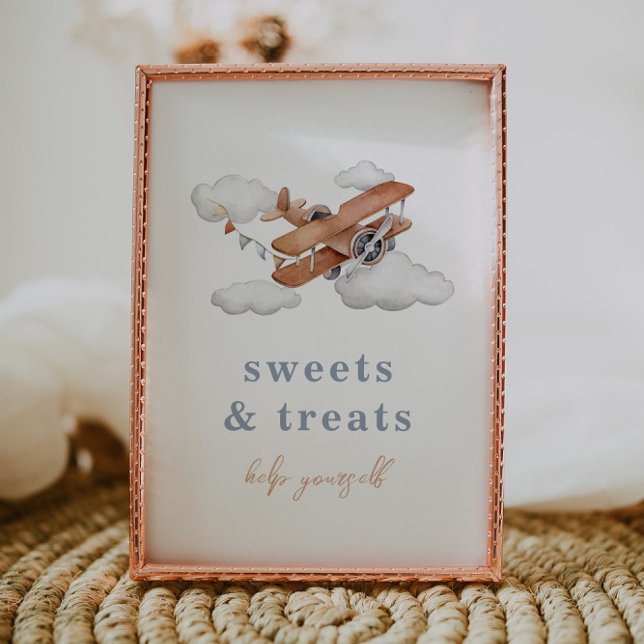 Editable Vintage Aeroplane Food Sign Card (Creator Uploaded)