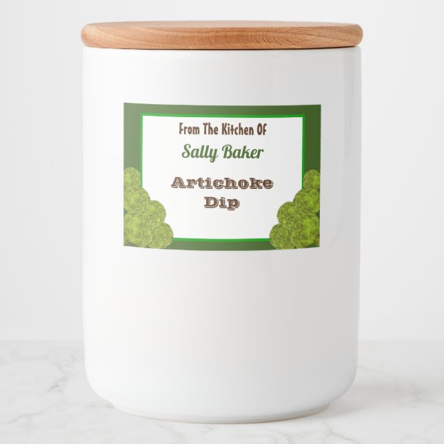 Editable Vintage Artichoke Recipe Sticker (Front)