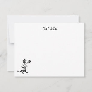 Editable Vintage Cool Top Hat Cat Black and White Card