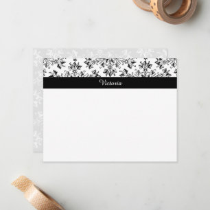 Editable Vintage Damask Pattern Floral 4.25x5.5 Card