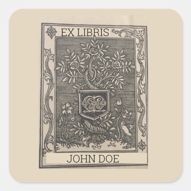 Editable Vintage Flowers and Birds Square Sticker (Front)