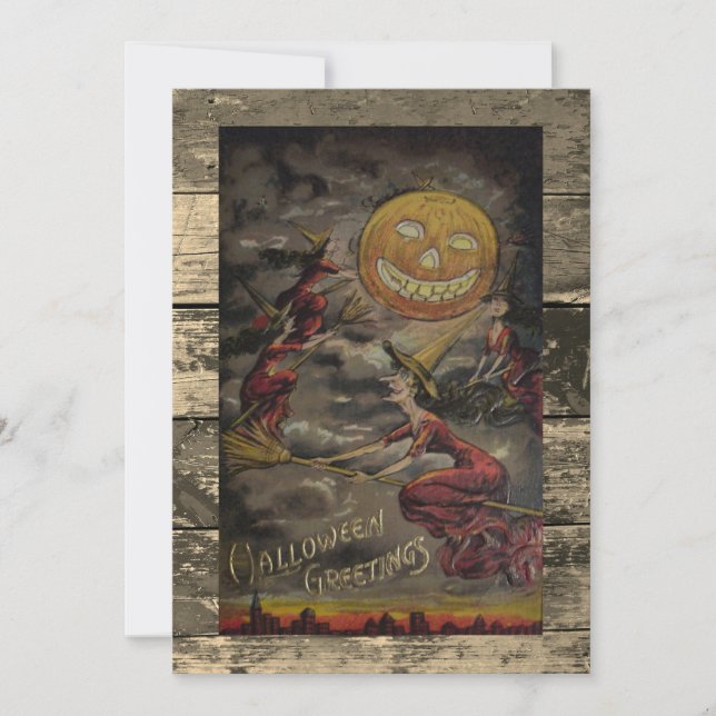 Editable Vintage Halloween Funny Holiday Card (Front)