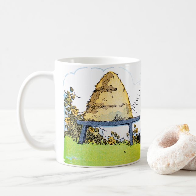 Editable Vintage Honey Bee Hive Promotional Mug (With Donut)