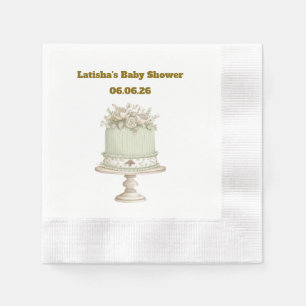 Editable Vintage Neutral Baby Shower  Napkin